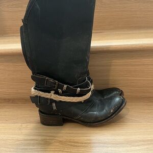 FREEBIRD black distressed boots